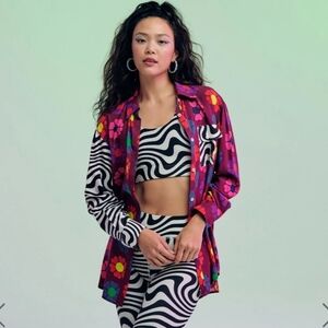 NWT $185  Terez Button Colorful Blouse Size Small